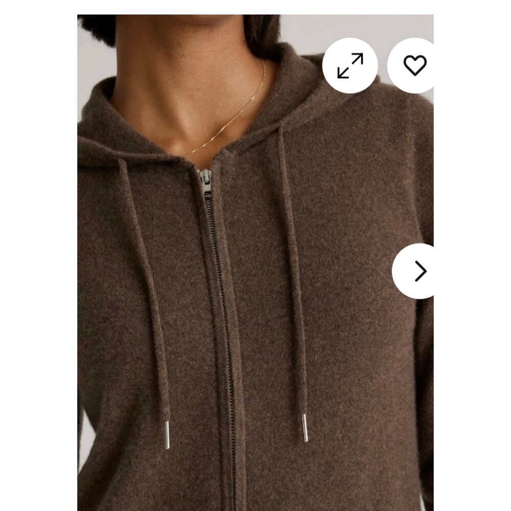 New! Quince Women's Mongolian Cashmere Hoody Brown Sz M #131 - Picture 4 of 6